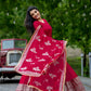 Embroidered Faux Georgette Gown with Dupatta