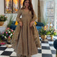 Mocha Sequin Flair Anarkali Set