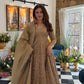 Mocha Sequin Flair Anarkali Set