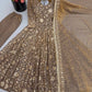 Mocha Sequin Flair Anarkali Set