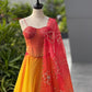 Orange Ombre Organza Corset Lehenga