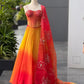 Orange Ombre Organza Corset Lehenga