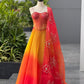 Orange Ombre Organza Corset Lehenga