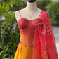 Orange Ombre Organza Corset Lehenga