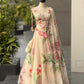 Ivory Floral Organza Corset Lehenga