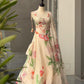 Ivory Floral Organza Corset Lehenga