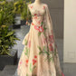 Ivory Floral Organza Corset Lehenga