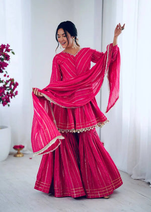 Embroidered Mal Chanderi Sharara Set with Dupatta