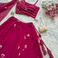 Rust Orange Hand Painted Georgette Lehenga