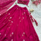 Rust Orange Hand Painted Georgette Lehenga