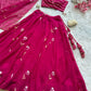 Rust Orange Hand Painted Georgette Lehenga