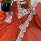 Designer Blooming Faux Embroidered Anarkali Gown Set