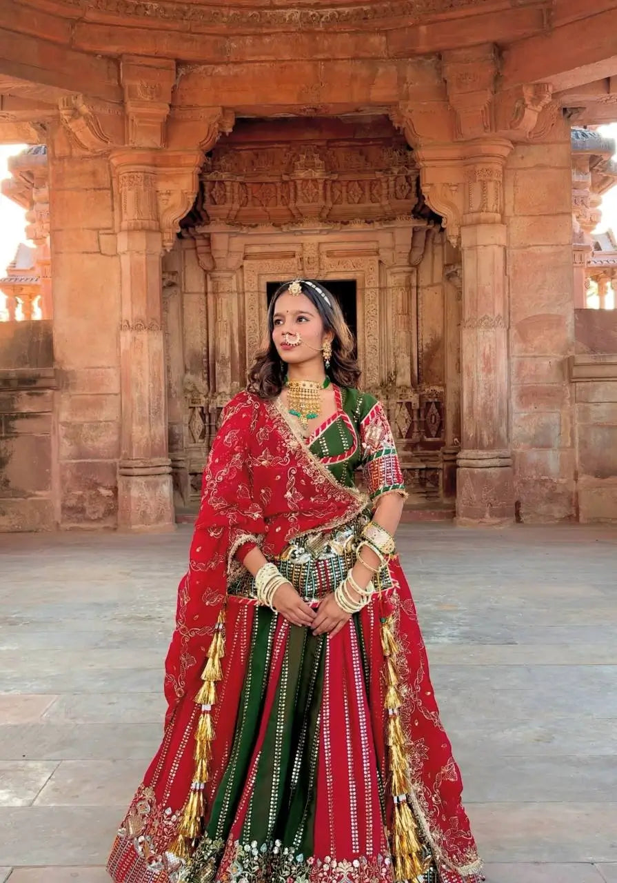 Darbari Style Embroidered Lehenga Choli Set with Dupatta