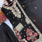 Onyx Floral Embroidered Palazzo Suit