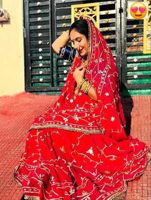 Handworked Gota Patti Georgette Saree with Sequence Lace Border