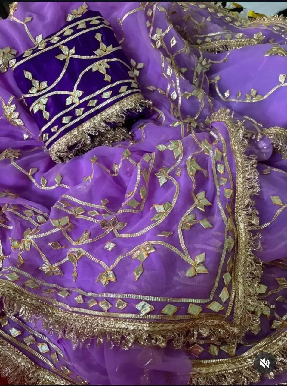 Handworked Gota Patti Georgette Saree with Sequence Lace Border