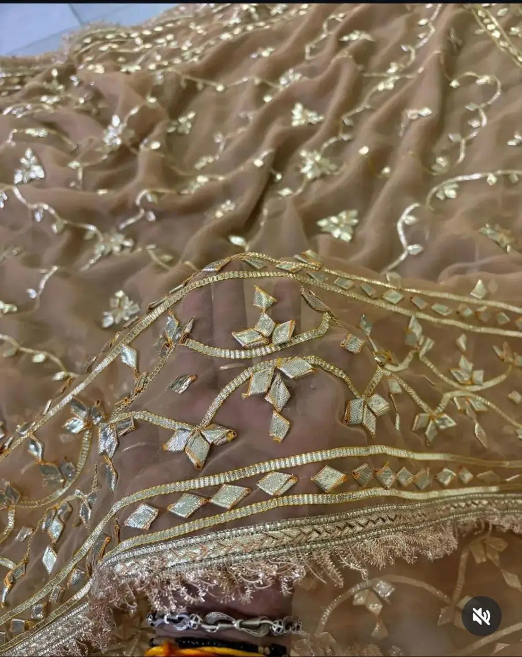 Handworked Gota Patti Georgette Saree with Sequence Lace Border
