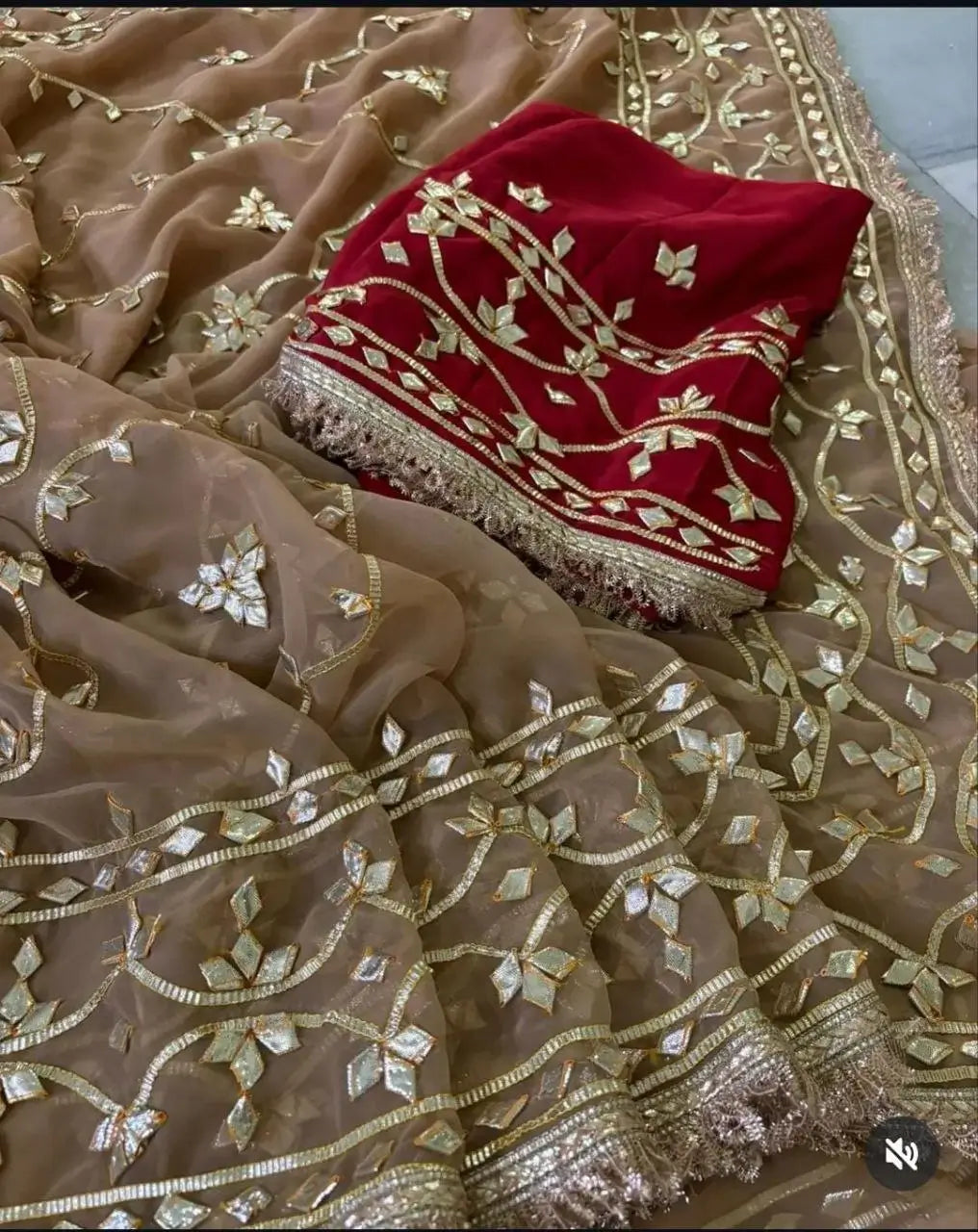 Handworked Gota Patti Georgette Saree with Sequence Lace Border