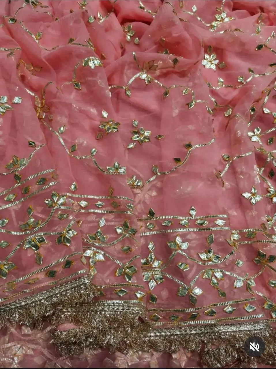 Handworked Gota Patti Georgette Saree with Sequence Lace Border