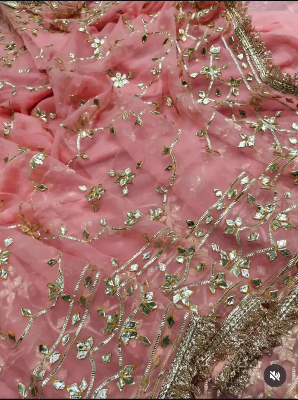 Handworked Gota Patti Georgette Saree with Sequence Lace Border