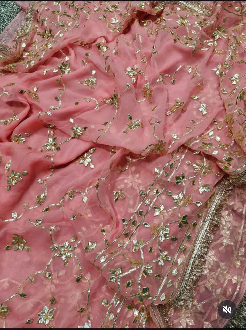 Handworked Gota Patti Georgette Saree with Sequence Lace Border