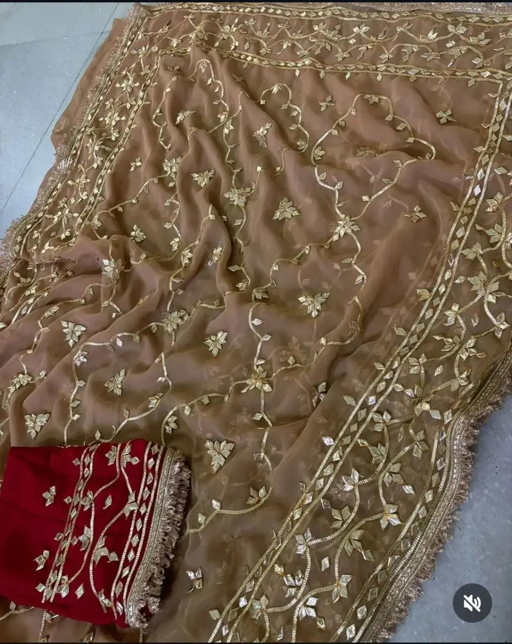 Handworked Gota Patti Georgette Saree with Sequence Lace Border