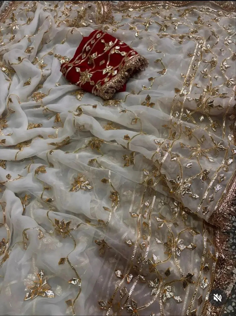 Handworked Gota Patti Georgette Saree with Sequence Lace Border