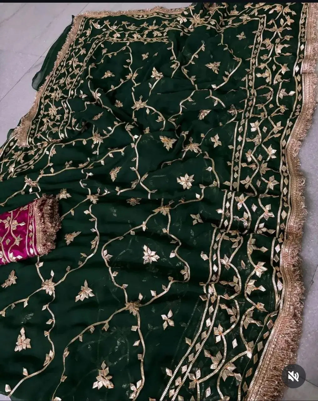 Handworked Gota Patti Georgette Saree with Sequence Lace Border