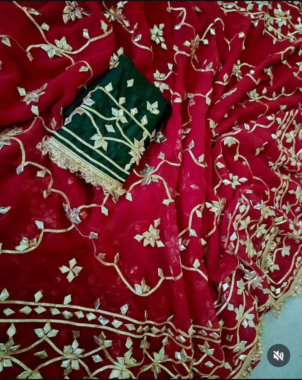 Handworked Gota Patti Georgette Saree with Sequence Lace Border