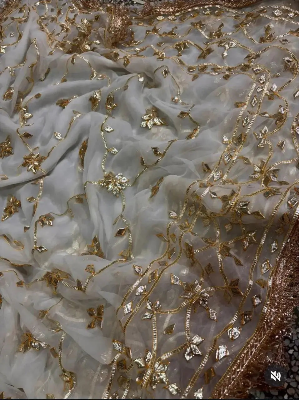 Handworked Gota Patti Georgette Saree with Sequence Lace Border