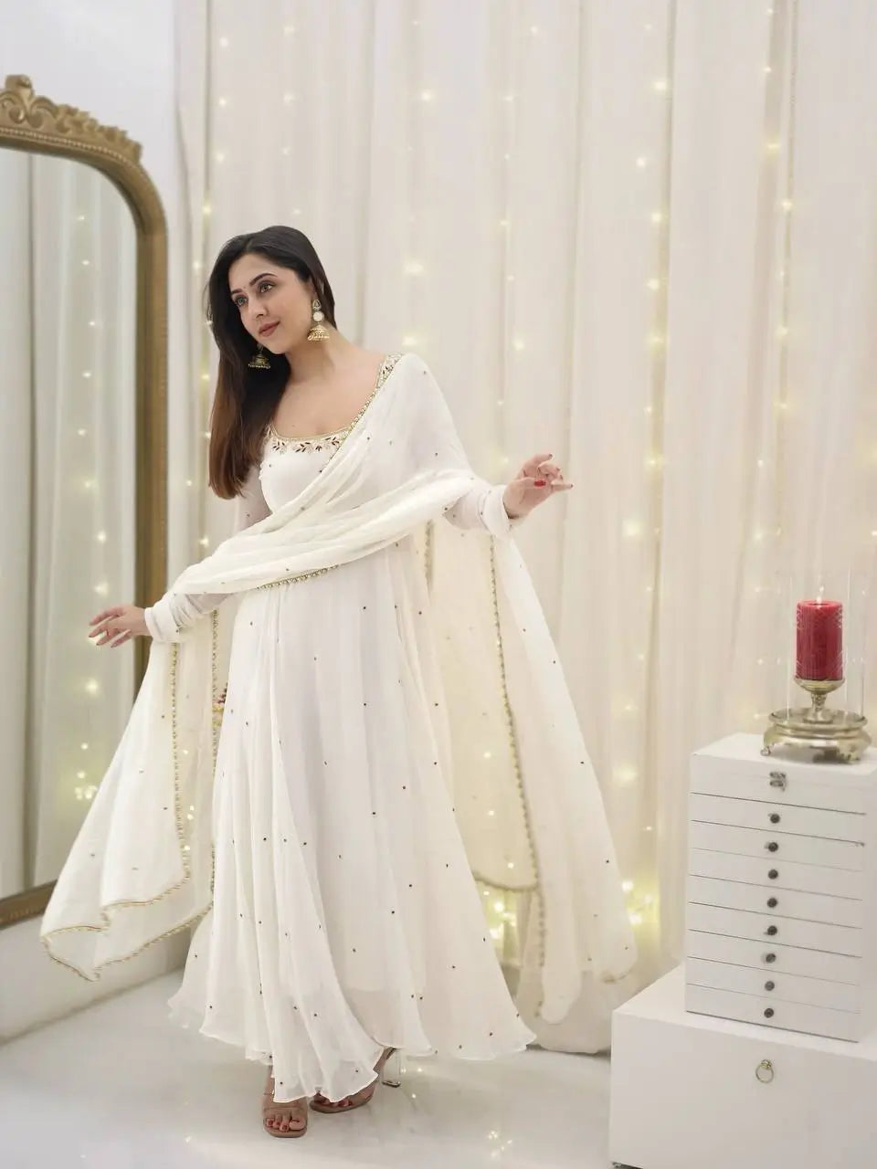 Embroidered Faux Georgette Anarkali Suit with Dupatta