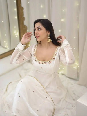Embroidered Faux Georgette Anarkali Suit with Dupatta