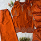 Rust Rangoli Beads Work Kurti Sharara Set