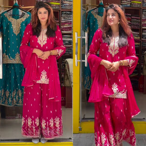 Rani Pink Sequin Sharara Set