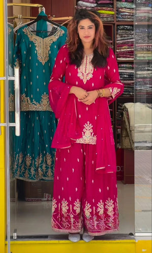 Rani Pink Sequin Sharara Set