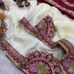 Ivory Maroon Mirror Work Saree