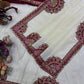 Ivory Maroon Mirror Work Saree
