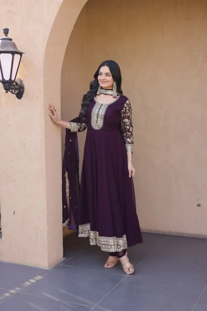 Zari Sequin Kali Anarkali