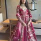 Embroidered Faux Georgette Gown with Lehenga Set