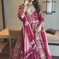 Embroidered Faux Georgette Gown with Lehenga Set