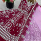 Embroidered Faux Georgette Gown with Lehenga Set