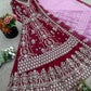 Embroidered Faux Georgette Gown with Lehenga Set