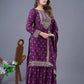 Designer Chinon Silk Embroidered Sharara Set
