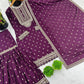 Designer Chinon Silk Embroidered Sharara Set