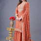 Designer Chinon Silk Embroidered Sharara Set