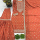 Designer Chinon Silk Embroidered Sharara Set