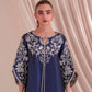 Navy Floral Embroidered Kaftan Set