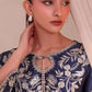 Navy Floral Embroidered Kaftan Set