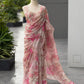 Blush Floral Organza Saree with Sequins