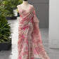 Blush Floral Organza Saree with Sequins